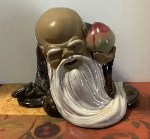 VINTAGE SHIWAN MUDMAN - SHOU XING CERAMIC FIGURINE