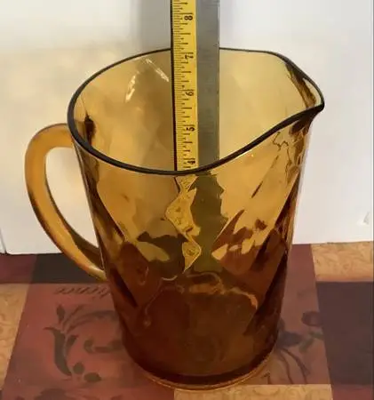 VINTAGE HAZEL ATLAS DIAMOND OPTIC GLASS PITCHER