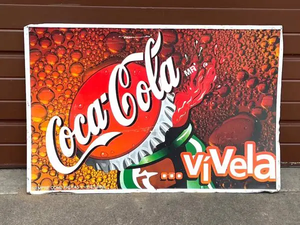 Large Vintage Mexican Coca-Cola (Coke) ViVela Metal Sign