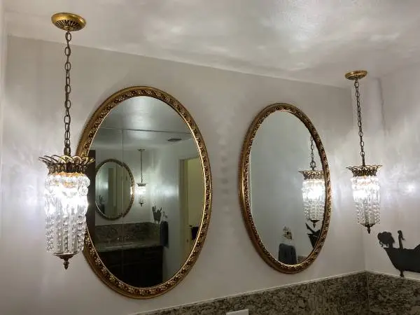 Bathroom mirrors set of two and set of two crystal chandelier lights