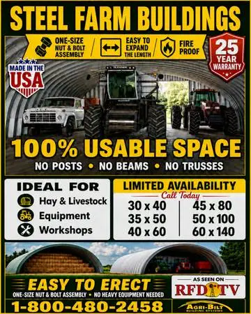 Steel Buildings - Hay Storage - Equipment Storage - Grain Storage
