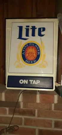 Miller Lite on tap bar light