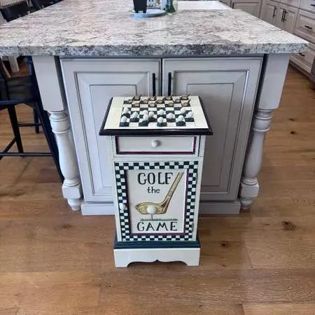 Vintage Golf-Themed Game Cabinet / Side Table–Unique Decorative Piece