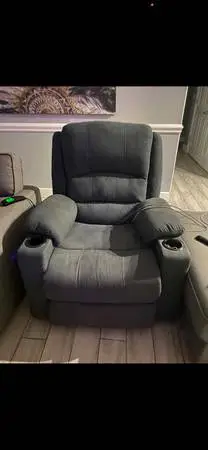 Wide upholstered recliner chair with Massage