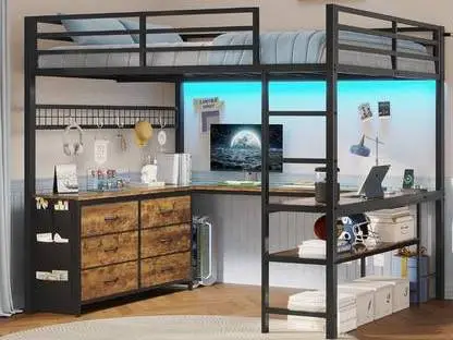 Loft bed with desk. Not even a year old