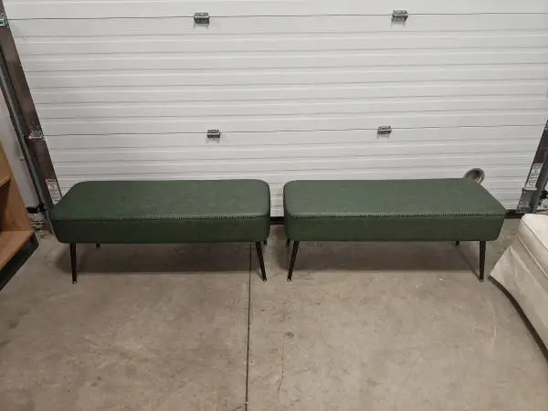 Green Padded Vinyl Covered Benches