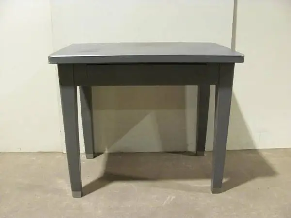 Vintage gray metal tanker desk with original 36 x 24 top and drawer