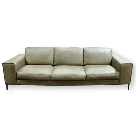 Dania Modern Green Leather Sofa - Green