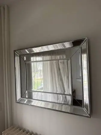 Large Silver Heavy Framed Wall Mirror – 40” x 30”