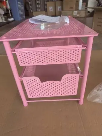 Stackable 2 tier basket drawer, brand new in unopened box, color pink