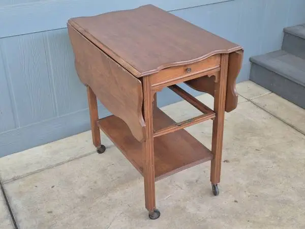 Vintage Drop Leaf Tea Cart or End Table.