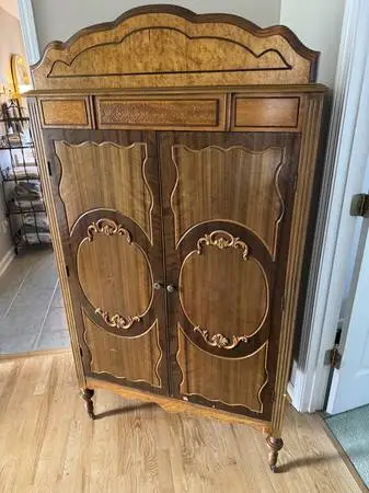 🧳 Antique Wooden Armoire Closet Wardrobe with Drawers, Shelves