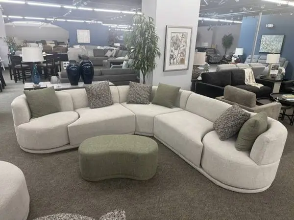 Modern style sectional sofa couch with built in swivel chairs