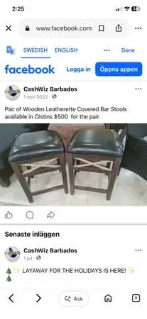 (((( 2 bar stools in great shape )))))