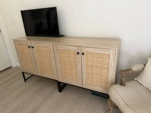 2 door Cabinet - Rattan Storage Cabinet