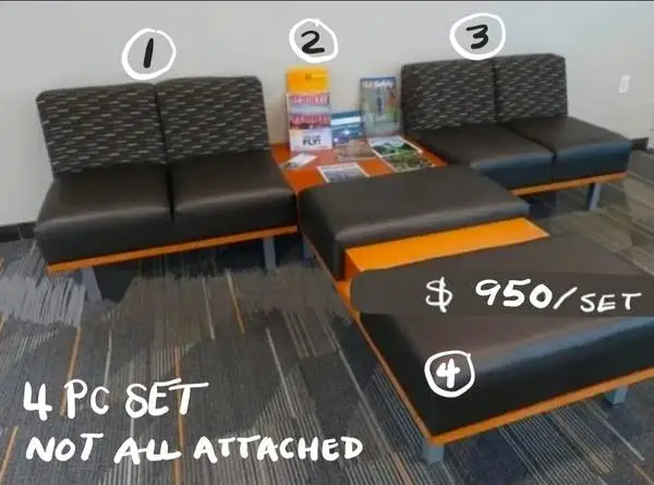 BLACK RECEPTION WAITING ROOM FURNITURE