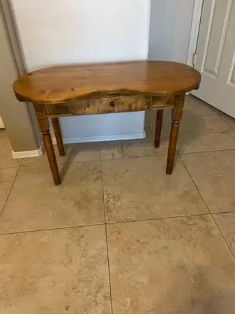 Great Wood Vintage Kidney-Shaped Accent Table