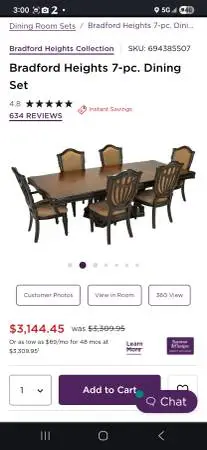 Bradford Heights 7 pc.Dining Set with  2pc. China Cabinet w/ Lighting