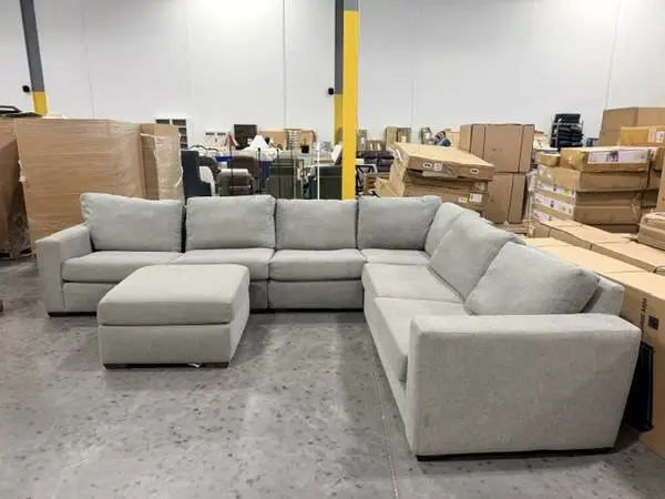 Flexsteel Collins 5 Piece Gray Fabric Modular Sectional Sofa Couch