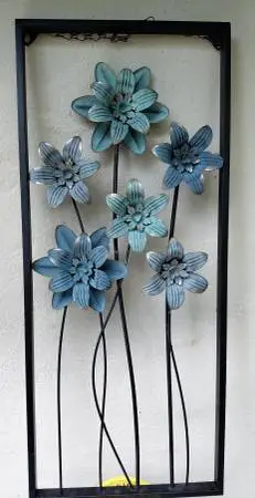 Beautiful Metal Flower Wall Art in Frame
