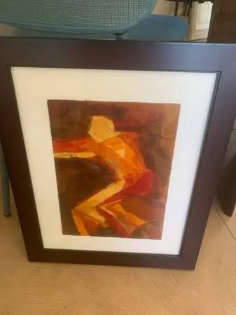 Mid-Century Layered Figure Film Collage Artwork Framed