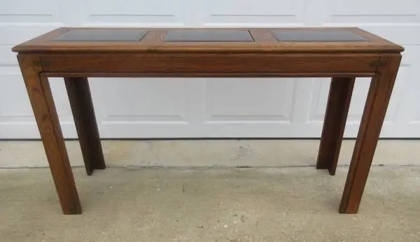 Solid Oak Sofa / Hallway Table with 3 Glass inserts on top
