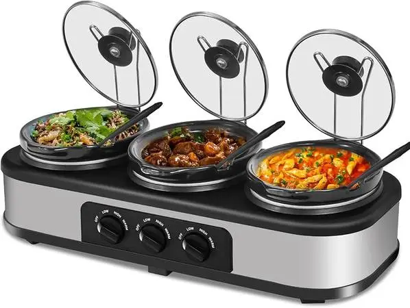 NEW in BOX Triple Slow Cooker, 3×1.5 QT Buffet Servers and Warmers