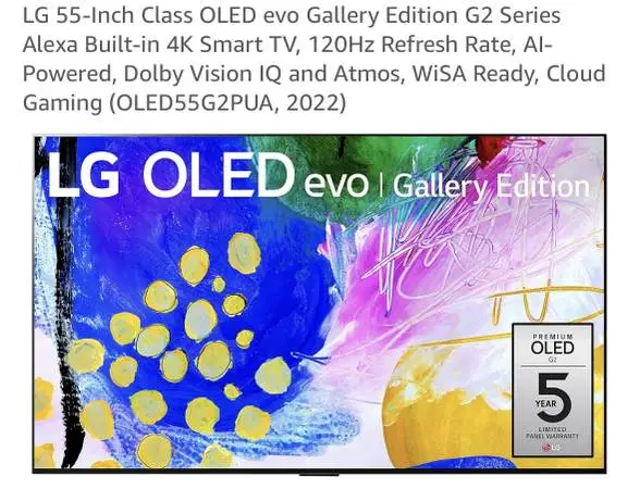 LG 55 G2 OLED evo Gallery Edition (OLED55G2PUA) – Pristine Condition