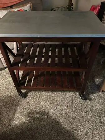Dark wood rolling cart/ prep table