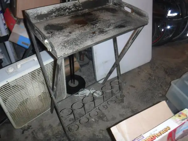 Metal Service Tray Table with Wine Bottle holder Base