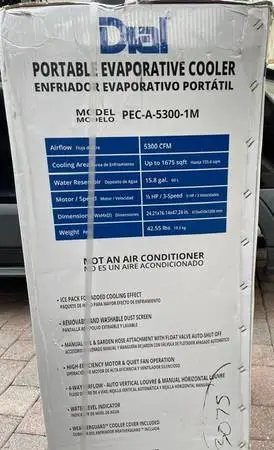 DIAL PORTABLE EVAPORATIVE COOLER SWAMP COOLER