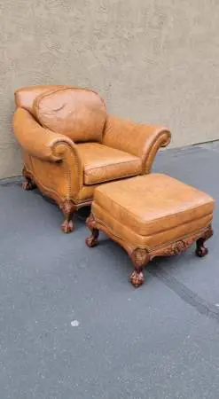 Hancock & Moore Leather Armchair with Ottoman – High End