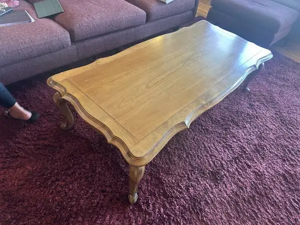 Nice, wood coffee table and matching side table.