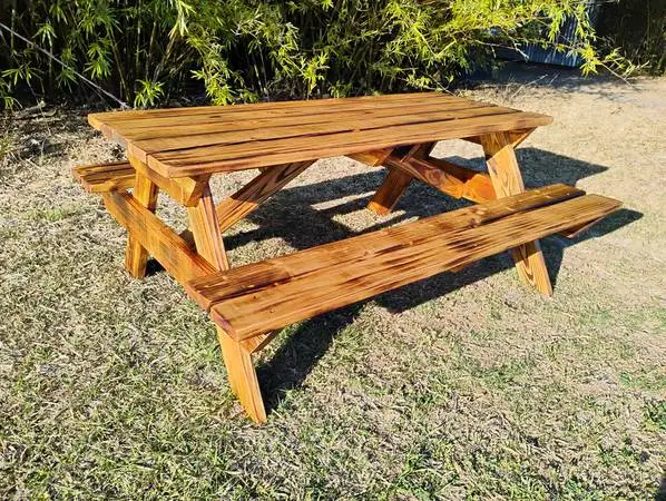 Stunning Outdoor Picnic Table Heavy Duty Burned and Treated