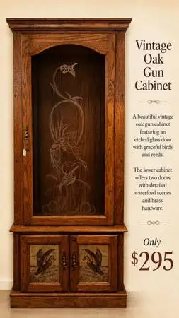 Gun Cabinet etched glass with ducks