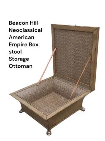 Rare Beacon Hill Large Neoclassical American Empire Box stool Storage
