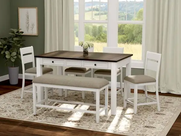 New counter height dining set with storage drawers