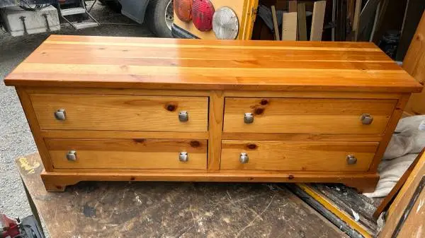 solid Knotty Pine Rustic Country Style low chest of drawers Storage bench trunk