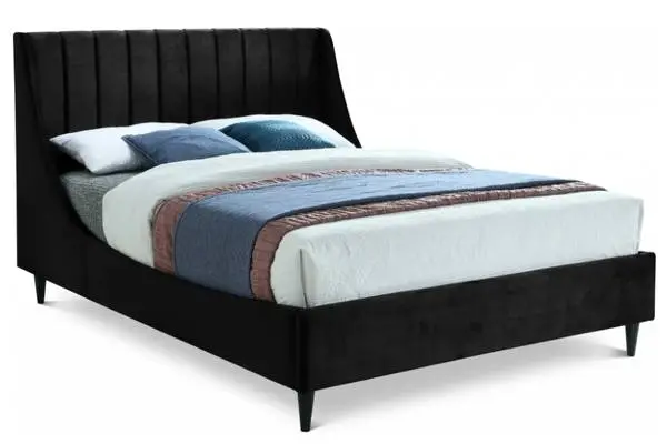 Eva Velvet Green Upholstered Wing Back Queen Bed Frame Brand New