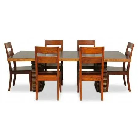 Crate & Barrel Paloma Dining Table w/6 chairs - Red-Brown