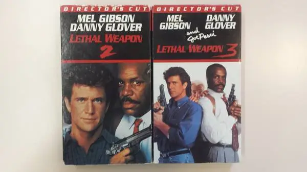 Lethal Weapon 2 & 3 Directors Cut VHS stars Mel Gibson & Danny Glover