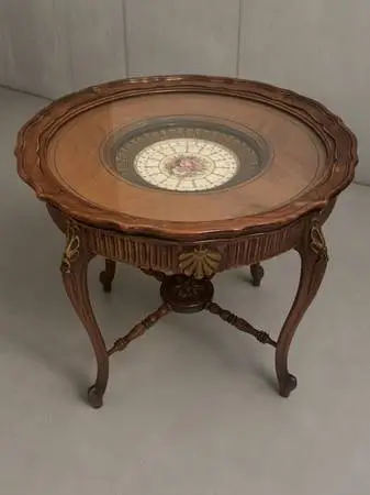 Baroque Style Occasional Table in rich cherry tones