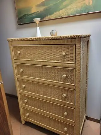 Rare Vintage Lexington Henry Link Wicker Dresser/Wicker trunk n shelf