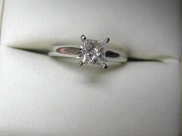 1.55 CT NATURAL Princess Cut Diamond Solitaire Ring 14k Gold