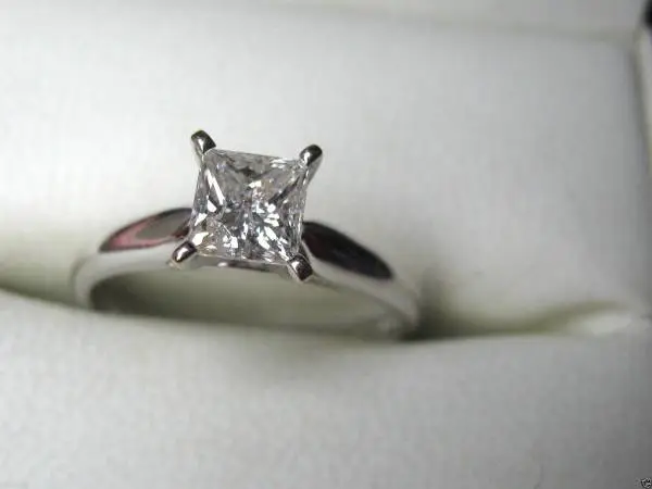 1.55 CT NATURAL Princess Cut Diamond Solitaire Ring 14k Gold