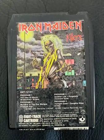 Iron Maiden Killers 8 Eight-Track Cartridge - Rare -