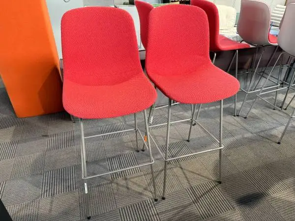 Bar Chairs / Stools w/ back by Stylex in Red Fabric Finish