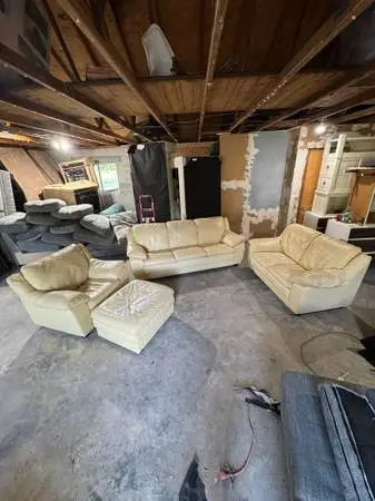 4-Piece Genuine Leather Living Room Sofa Set