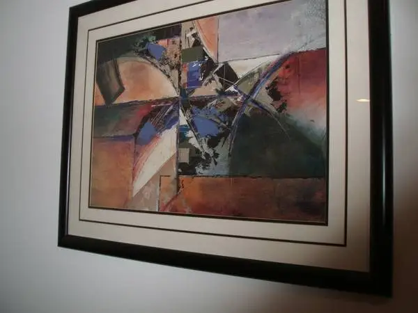 Large Abstract Framed behind Glass Art