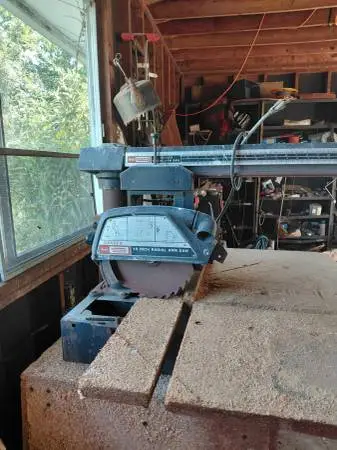 Vintage 1070s WORKING Sears Craftsman 10 inch Radial Arm Saw and wood